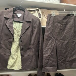 Isaac Mizrahi Brown Asymmetrical Skirt & Jacket